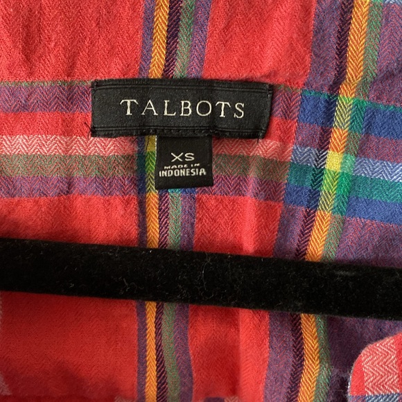 Talbots plaid button front casual top - Picture 5 of 8